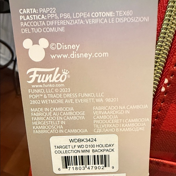 Disney 100 Red Checkered Backpack with Characters NWTS - Picture 6 of 13